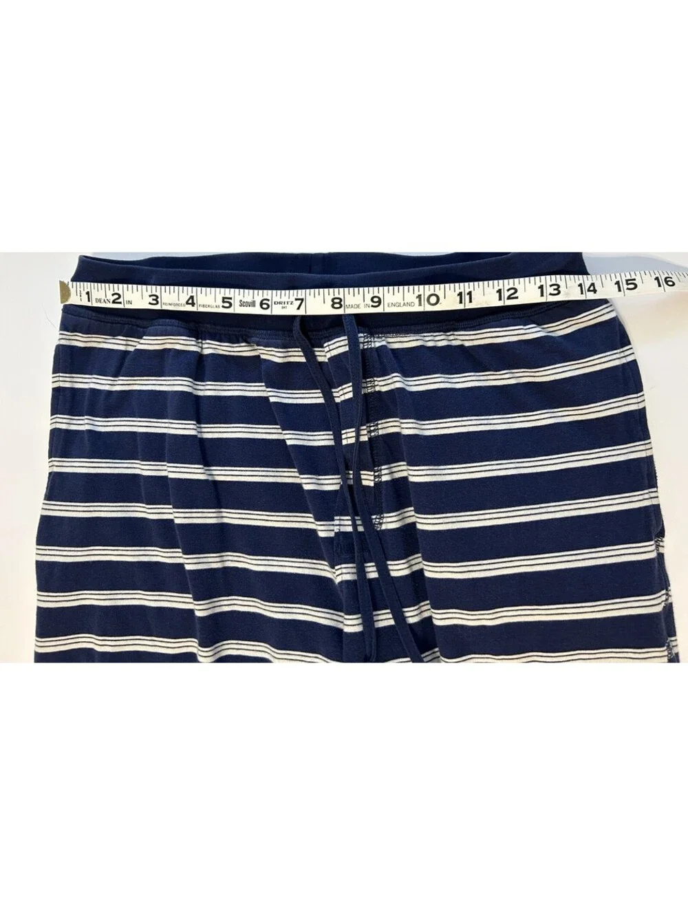 Lands' End Pajama Pants Mens Small Blue Stripe Cotton Stretch Lounge Sleep